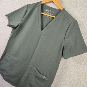 Figs Casma Three Pocket Scrub Top Olive Womens Sz M